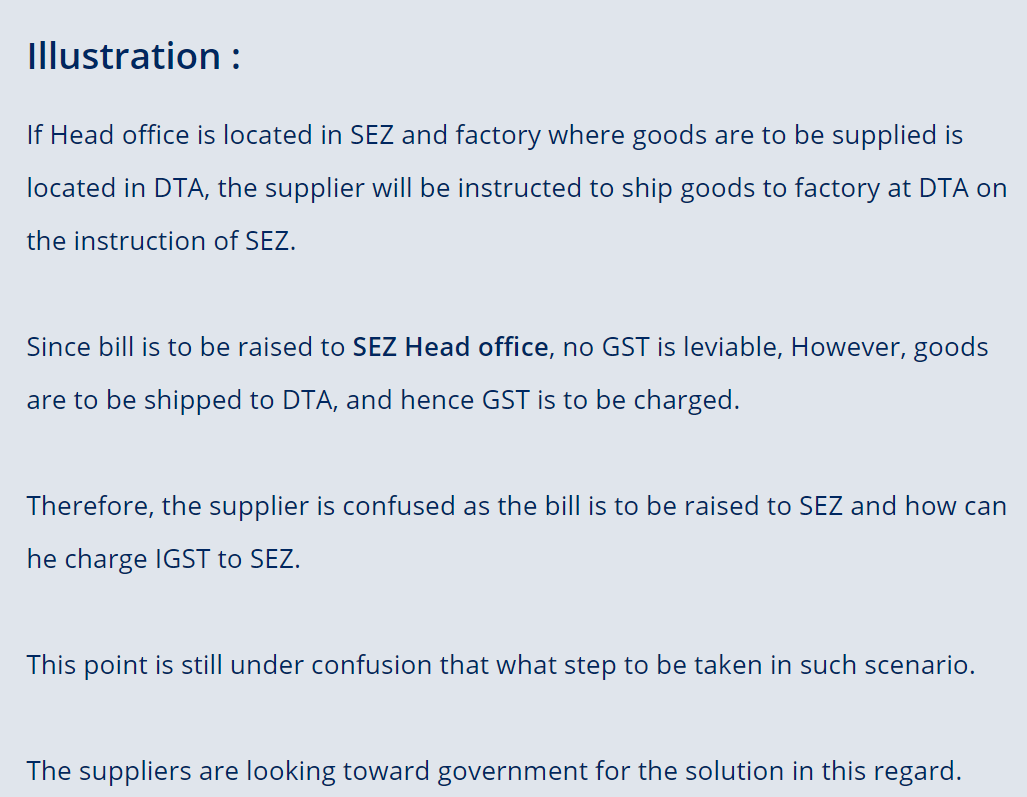 Special Economic Zone (SEZ) under GST