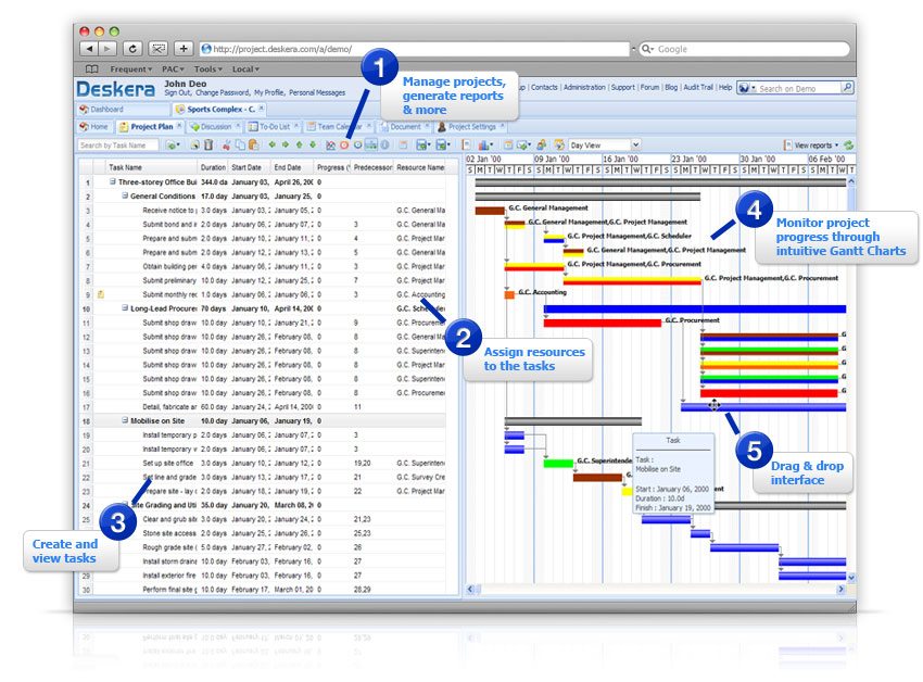 Deskera Project Management lets you embed gantt charts on your blog or portal Deskera Project Management lets you embed gantt charts on your blog or portal