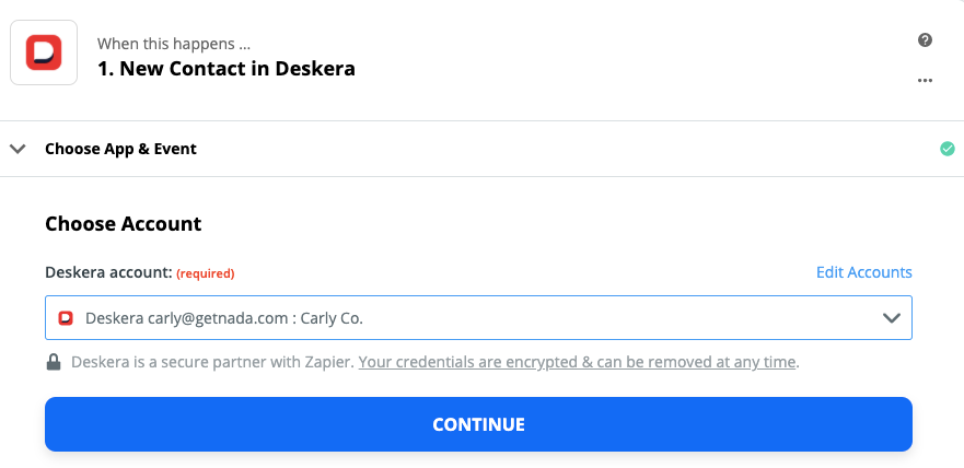 Select Deskera App as the trigger