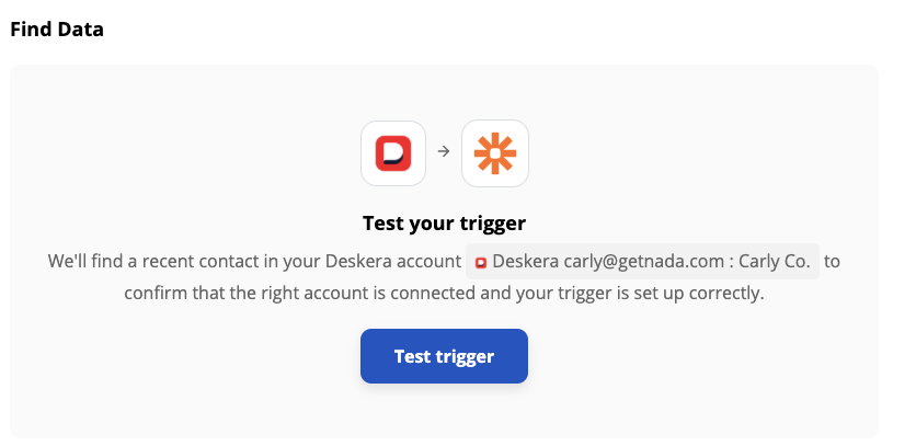 Click on the test trigger button