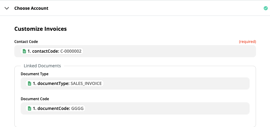 Fill in the fields in the customize invoice section