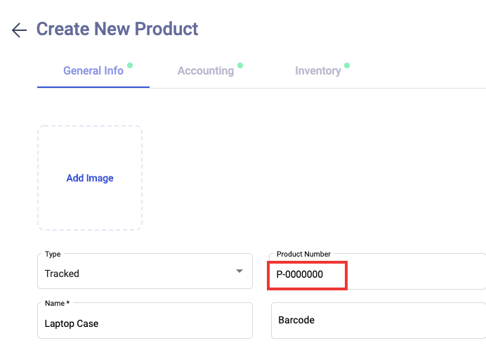 Customize the product's number during product creation