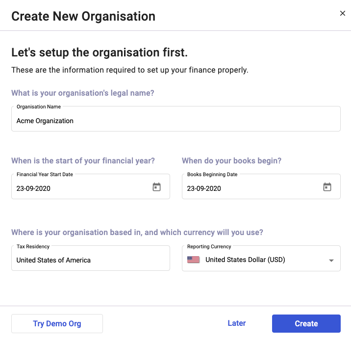 Create your organization