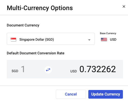 Update the currency during invoice creation