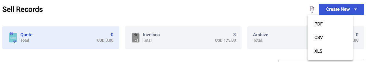 Click on the filter icon to export the quote summary in PDF, CSV and Excel format
