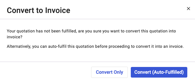 Click on the convert to Invoice button on the Quote page.