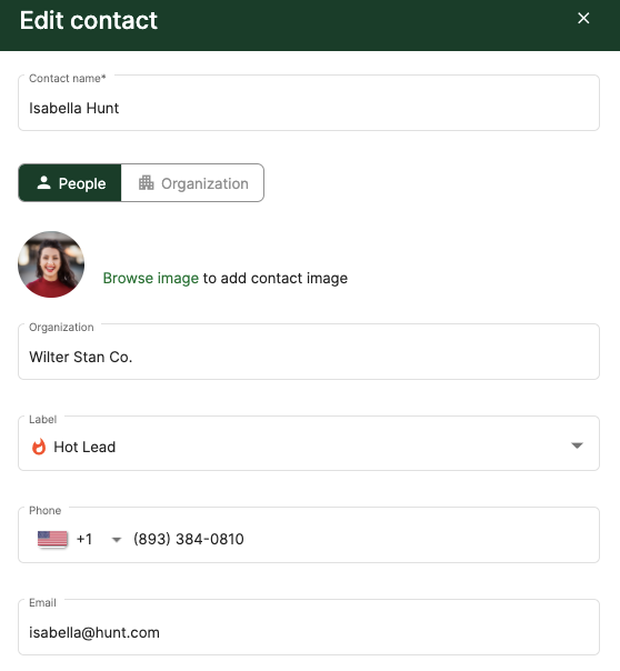 Edit the contact information