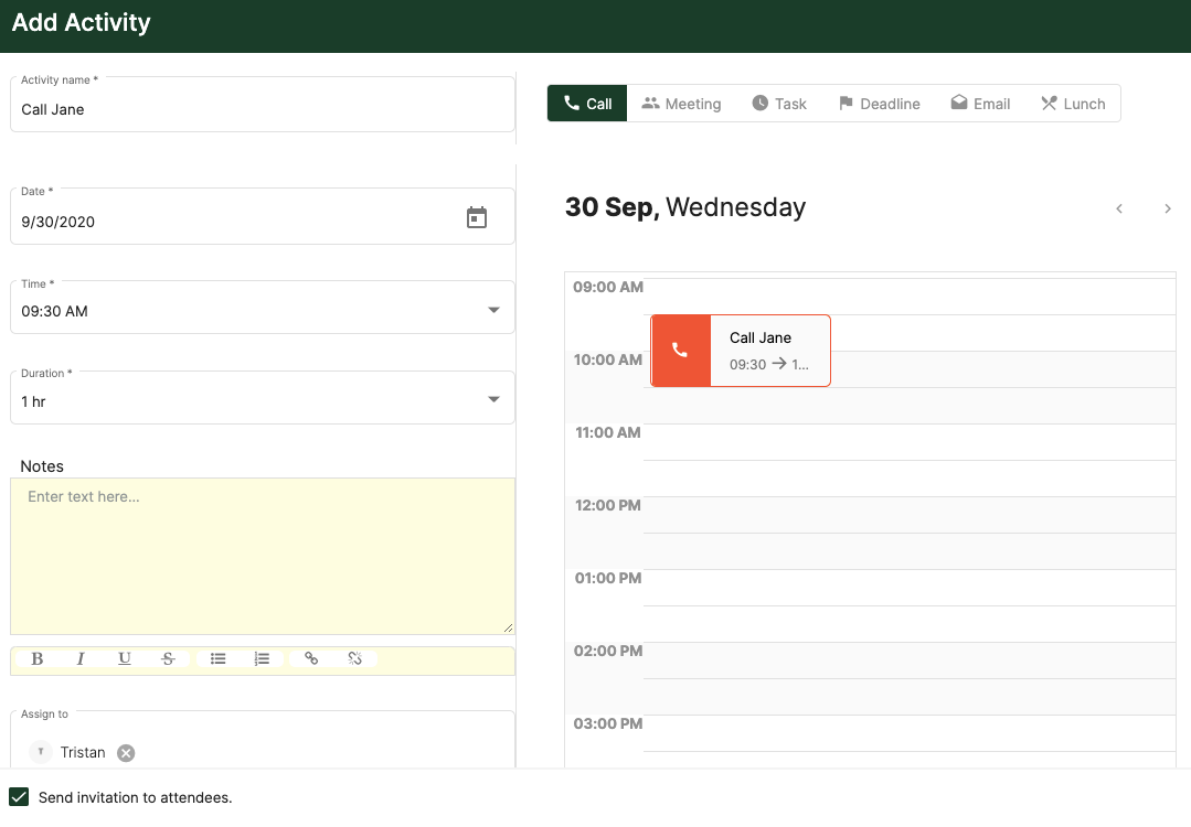 Create an activity and assign it to the users in the system