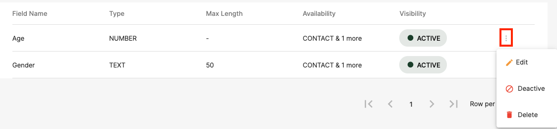 Edit the custom fields