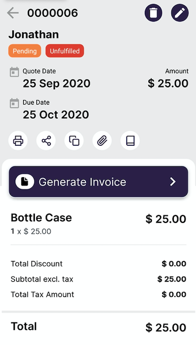 Convert quote to invoice