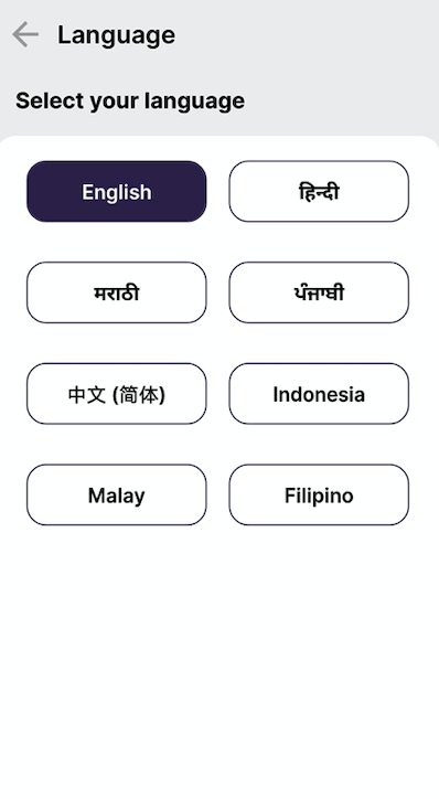 Select your preferred language