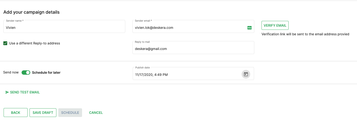 Add your campaign details