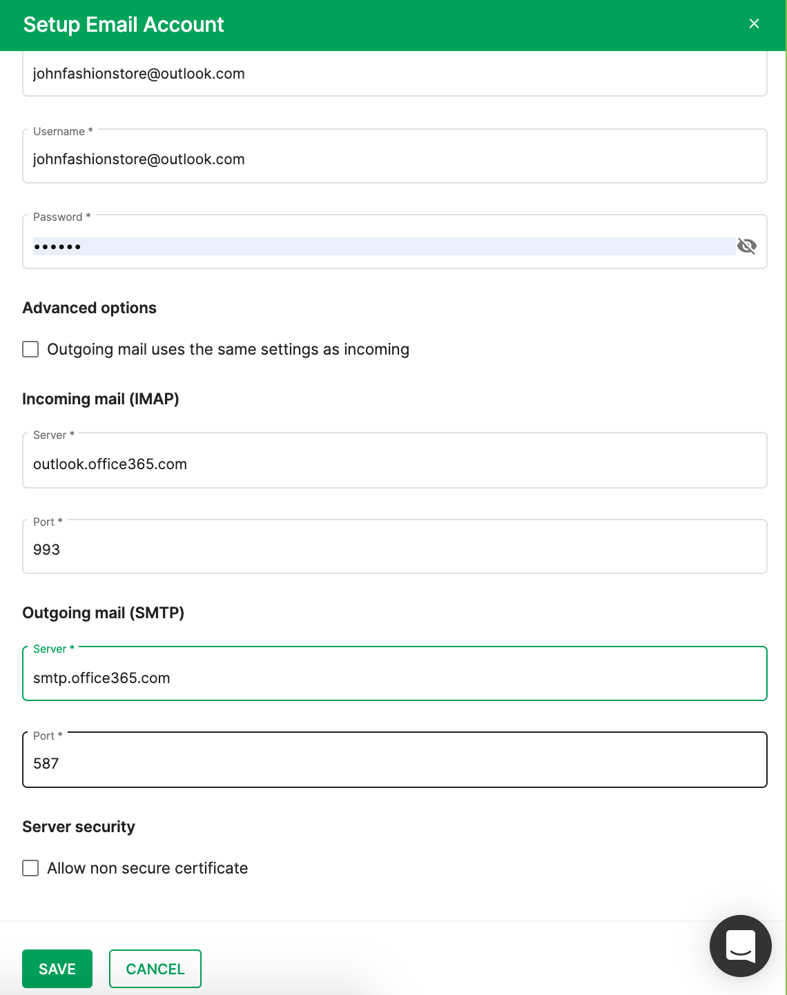 Outlook IMAP Settings