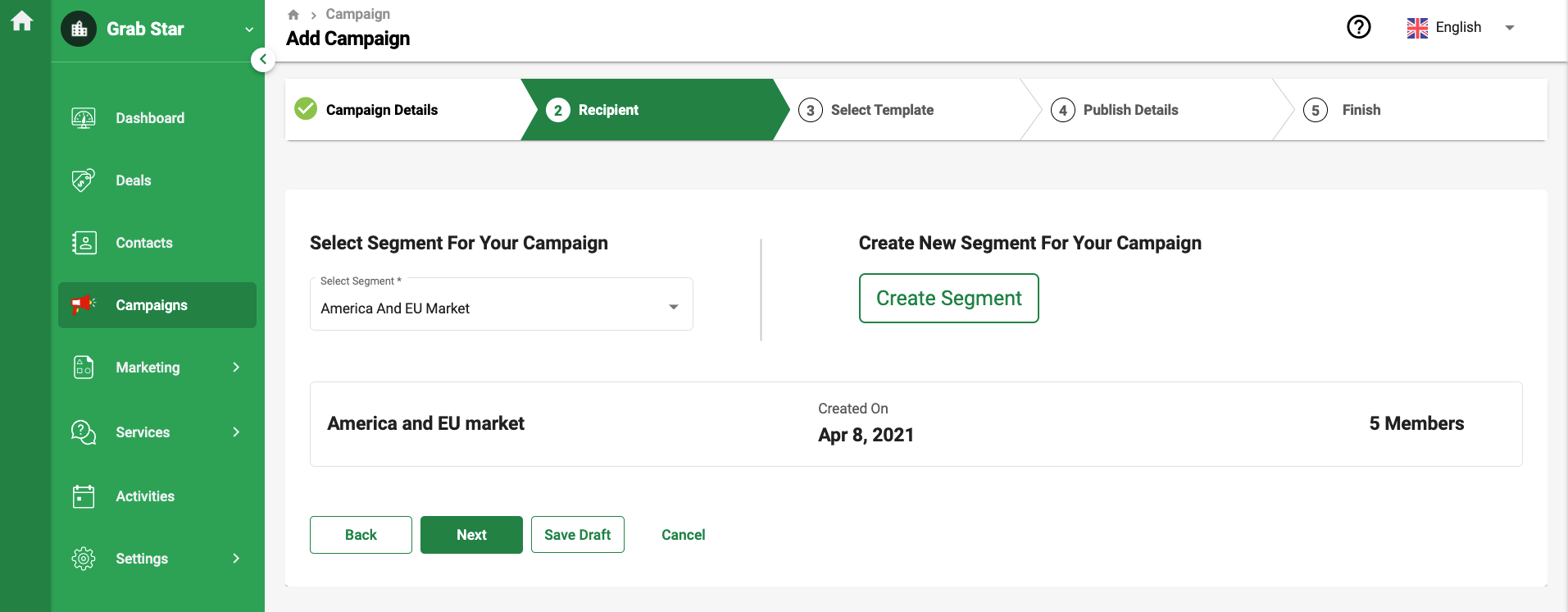 Select the right segment and click Next