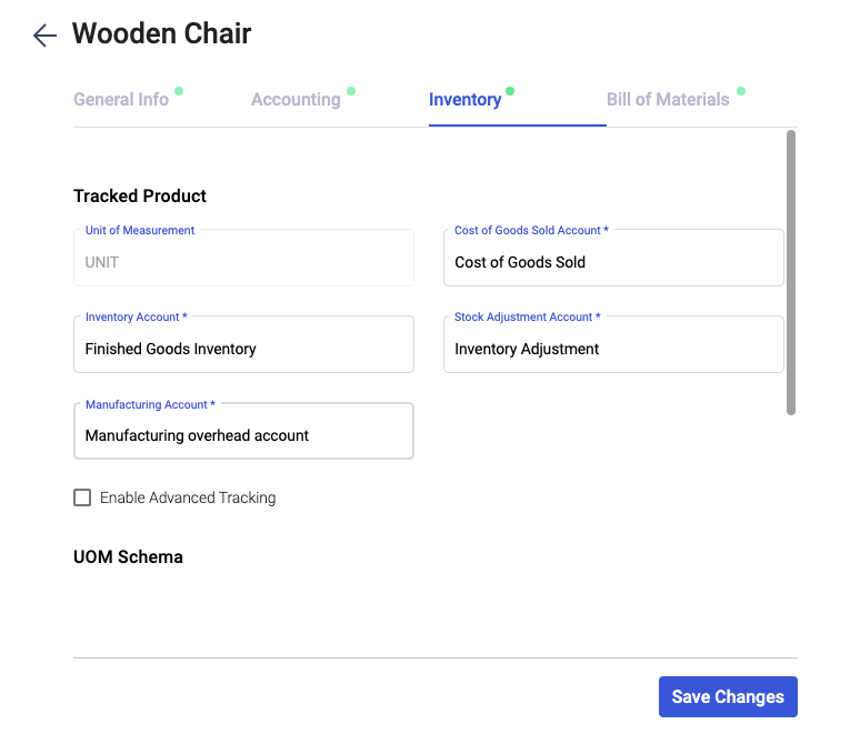 Fill in the inventory section during product creation