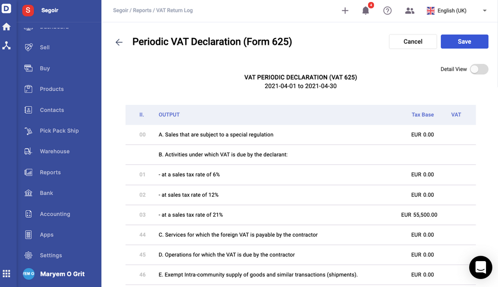 Belgium How can I generate the VAT Report in Deskera Books?