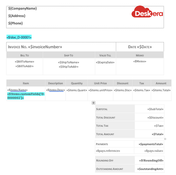 How to Apply Custom Field in Document Designer?